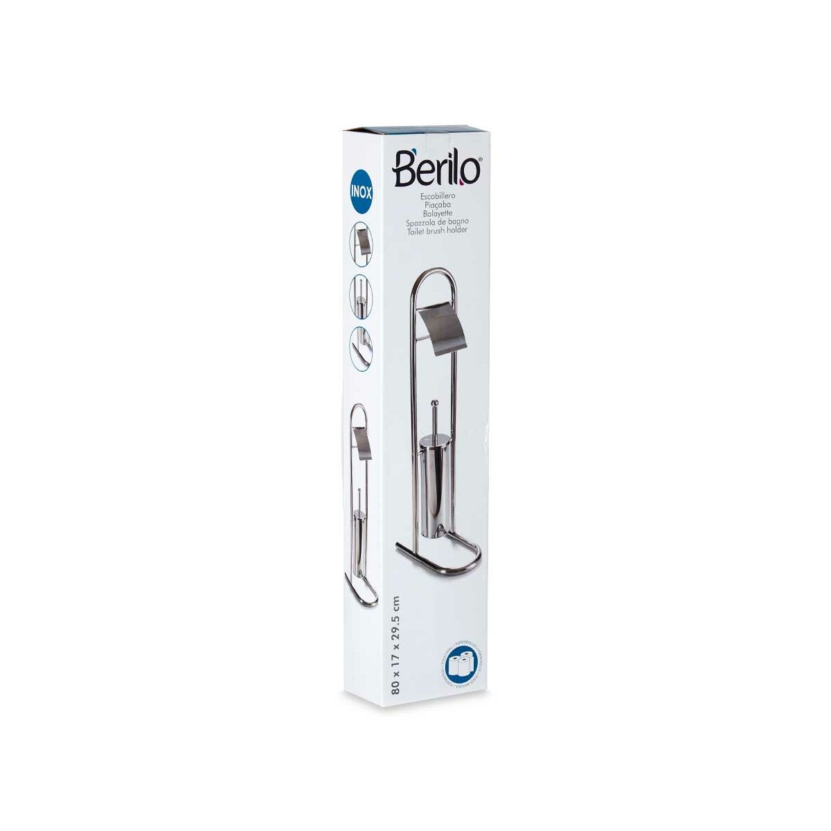 Toilet Paper Holder with Brush Stand Silver Metal 17,5 x 29 x 80 cm