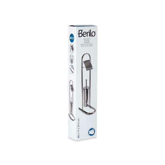 Toilet Paper Holder with Brush Stand Silver Metal 17,5 x 29 x 80 cm